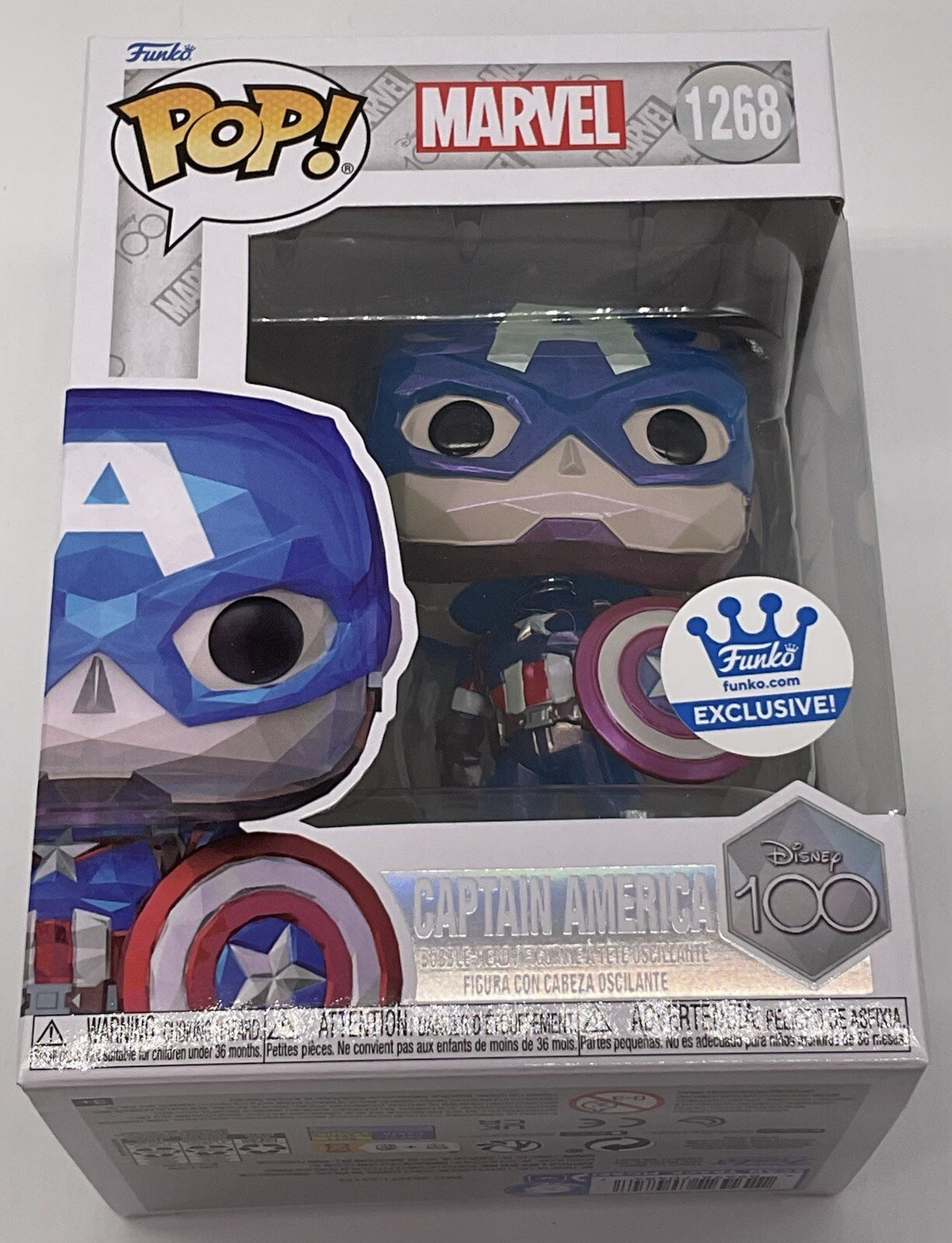 Captain America Pop #1268 Marvel (Faceted) Funko Exclusive  2023 with Protector