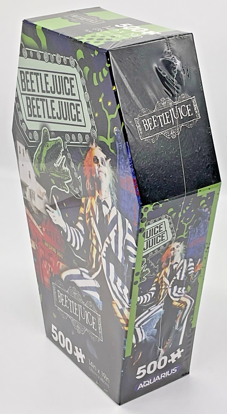 Beetlejuice 500 Piece Puzzle Coffin Box Puzzle Art Poster 14in x 19in Aquarius