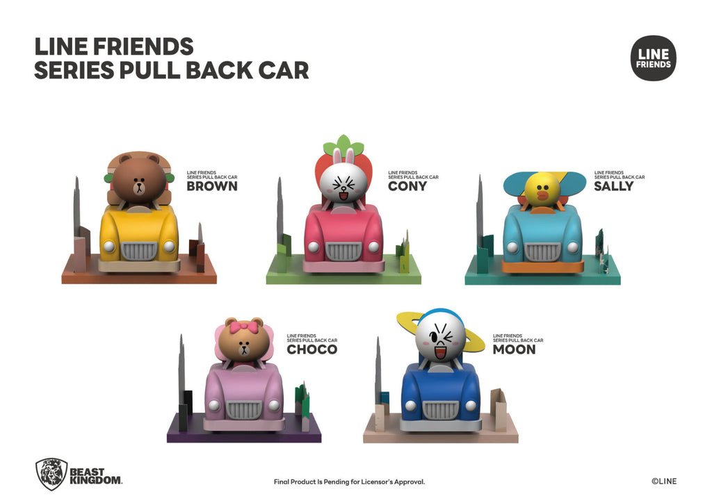 Line Friends Ride with Brown Pull Back Car - Choco Pull Back Car