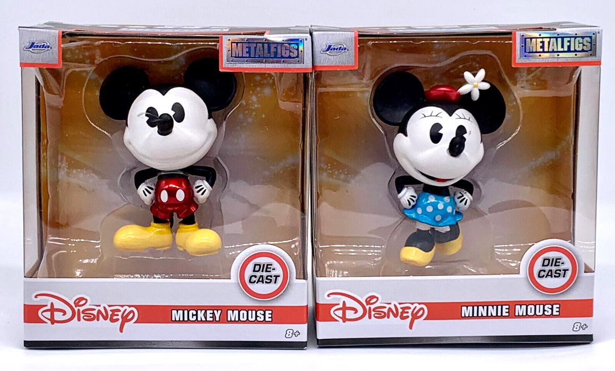 Disney Classic Mickey Mouse + Minnie Mouse 4" Die Cast Metal Figures Metalfigs