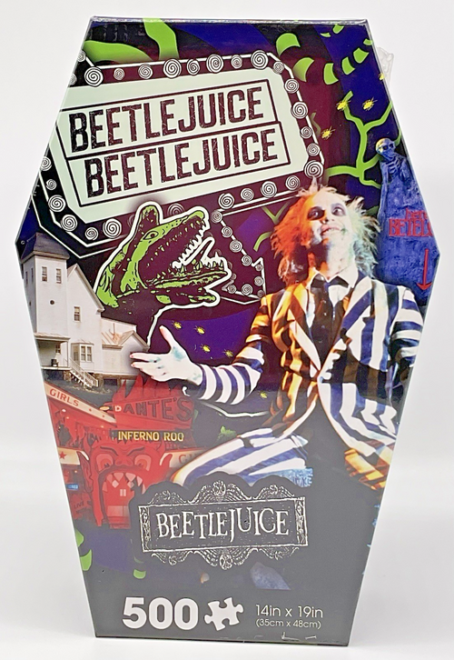 Beetlejuice 500 Piece Puzzle Coffin Box Puzzle Art Poster 14in x 19in Aquarius