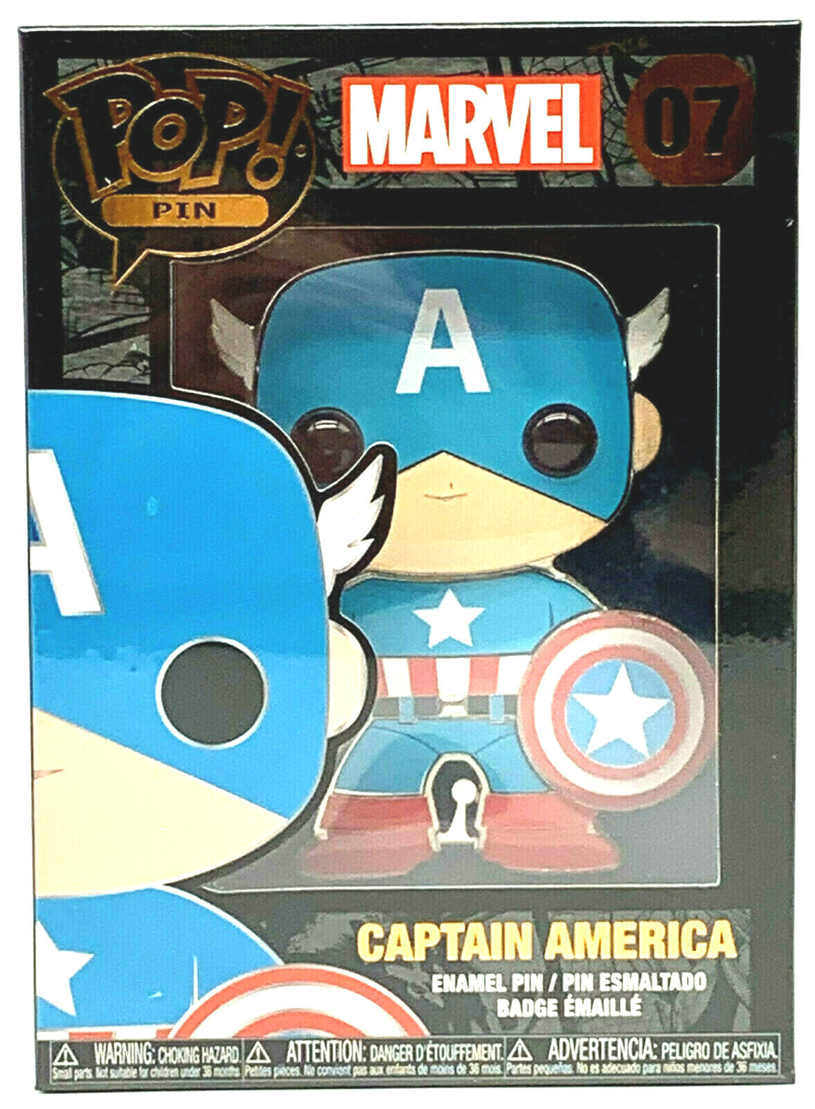 Captain America Funko Pop Pin #07 Marvel Large Enamel Pin 2021 Funko