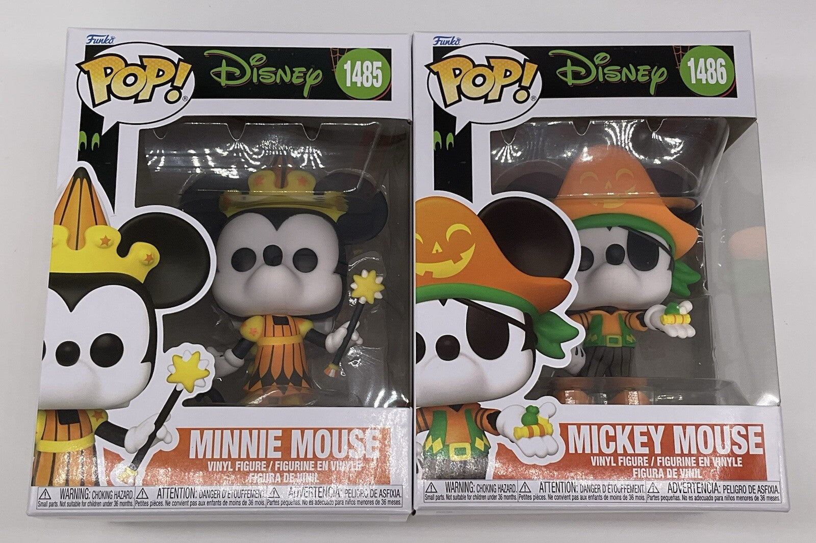 Mickey Mouse Pop #1486 + Minnie Mouse Pop #1485 Funko Halloween  2 Piece Set