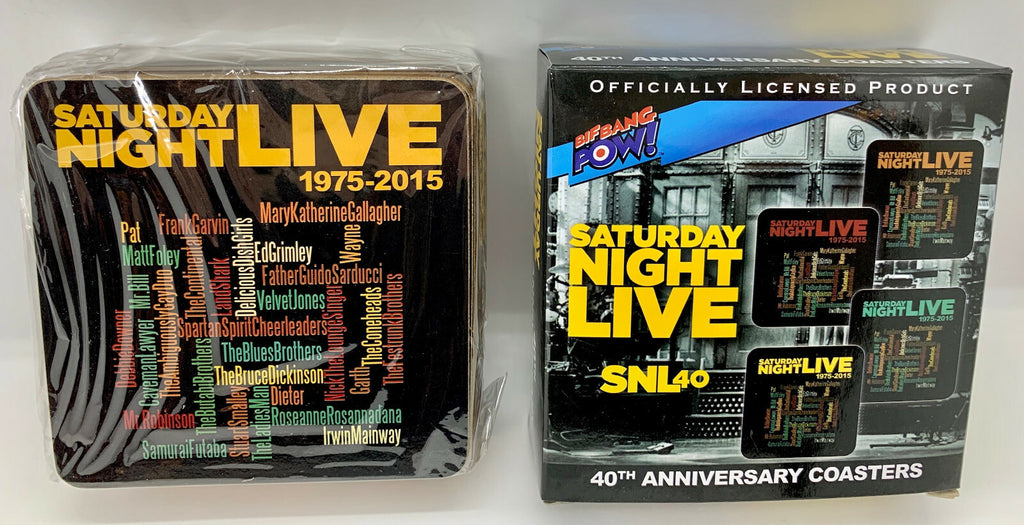 Saturday Night Live 40th Anniversary Coasters Set of 8 - 3 3/4 inch Wooden 