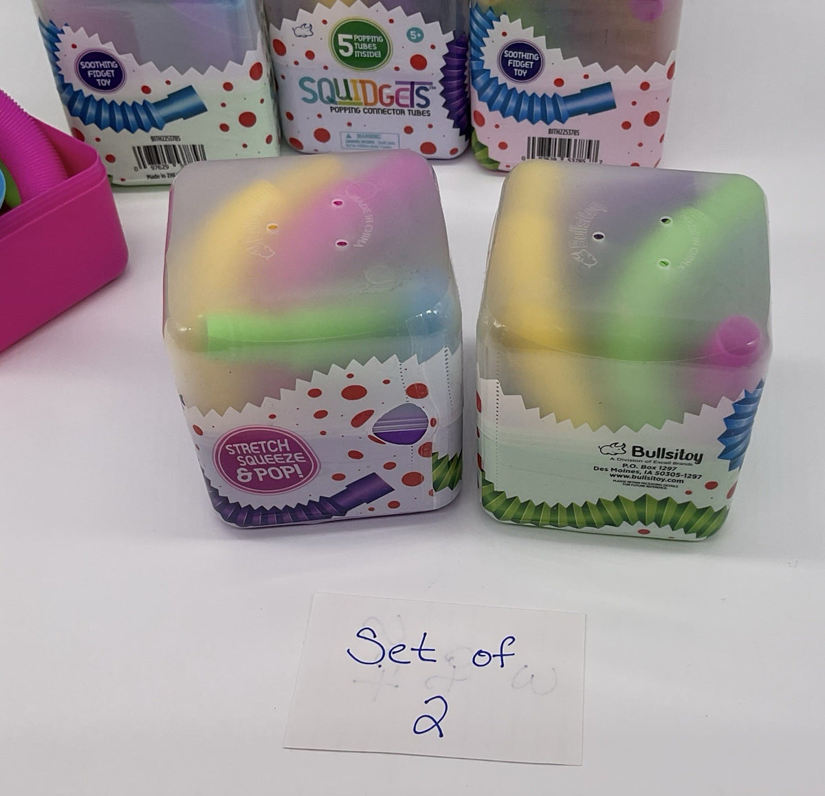 Squidgets Popping Connector Tubes Fidget Toy Set Of 2 Cubes - Each Cube 5 Tubes