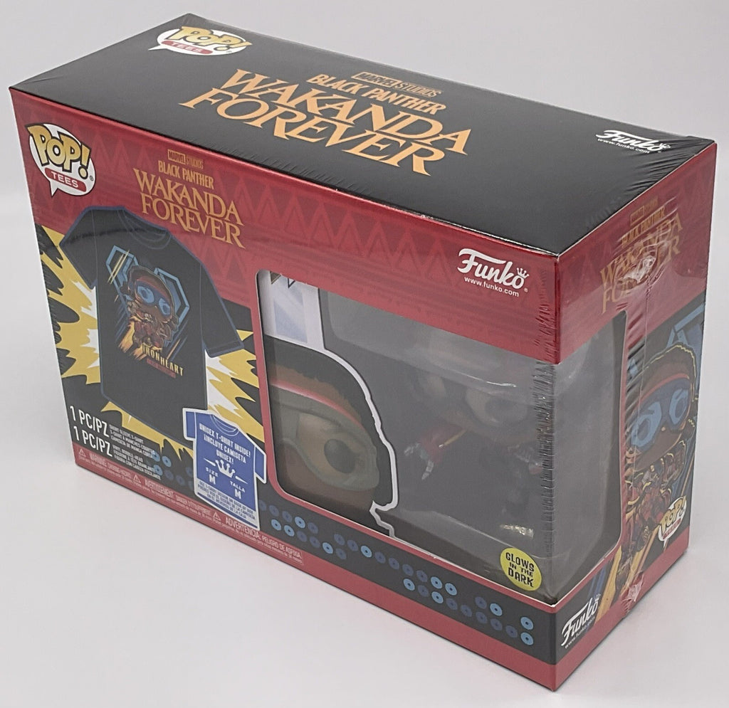Black Panther Wakanda Forever Funko Pop + Tee Marvel Studios Glows Size Small