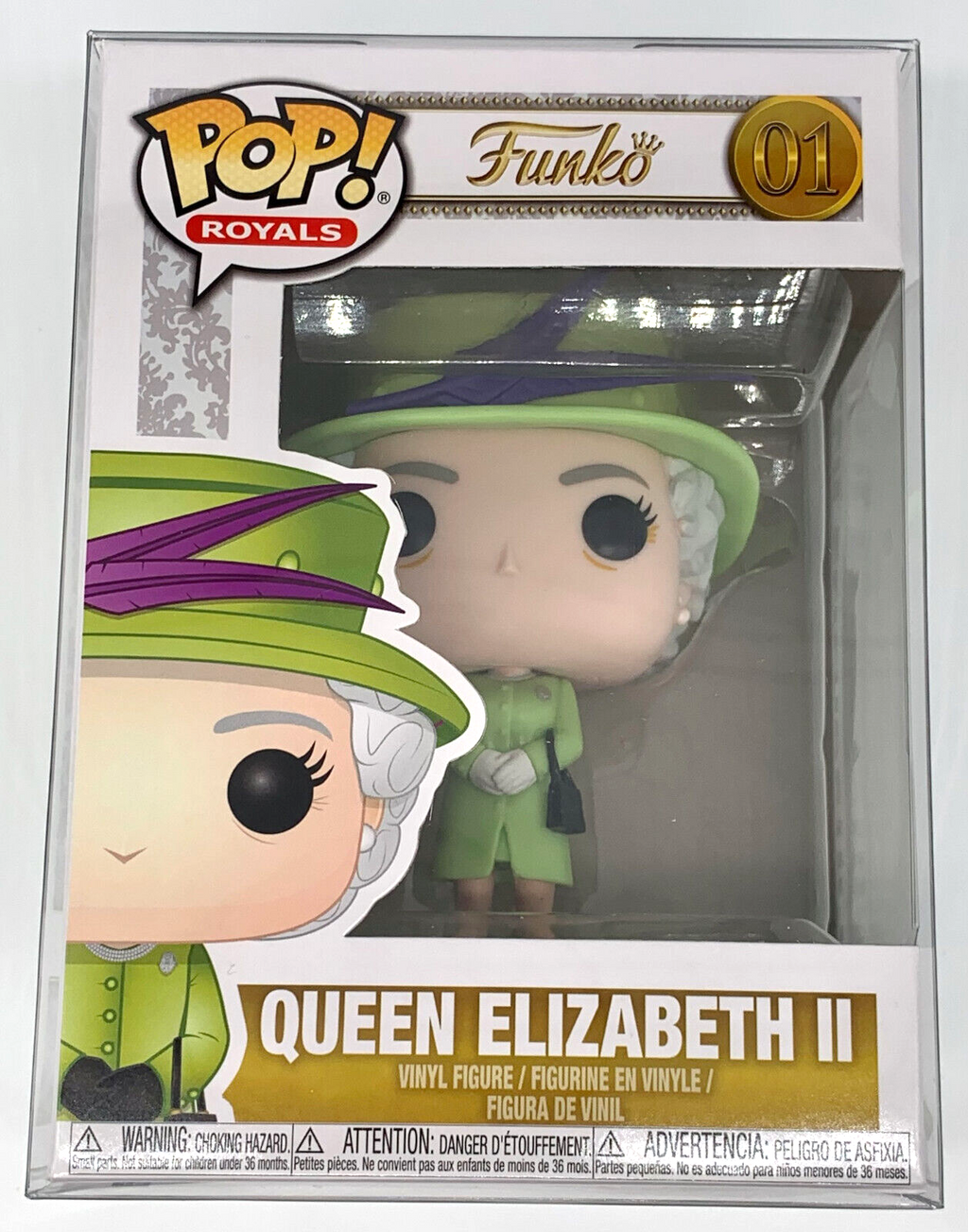 Queen Elizabeth II Pop #01 Green Suit Funko Pop Royals 2022 in Protector