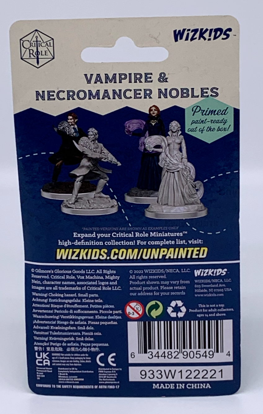 Critical Role Unpainted Minis 2 Pack Vampire + Necromancer Nobles High Def