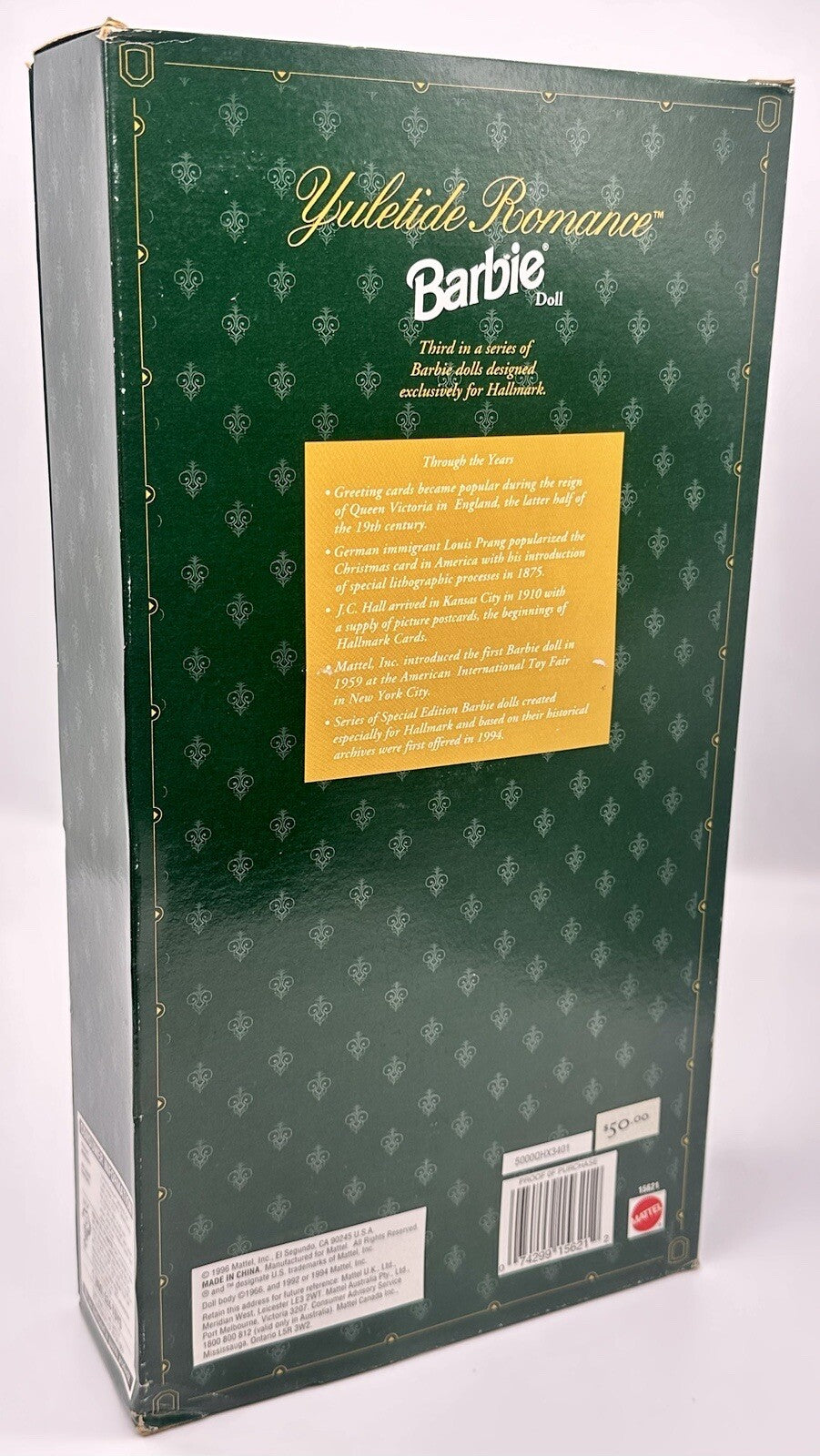 Yuletide Romance Barbie Doll Hallmark Special Edition 1996 New in Box