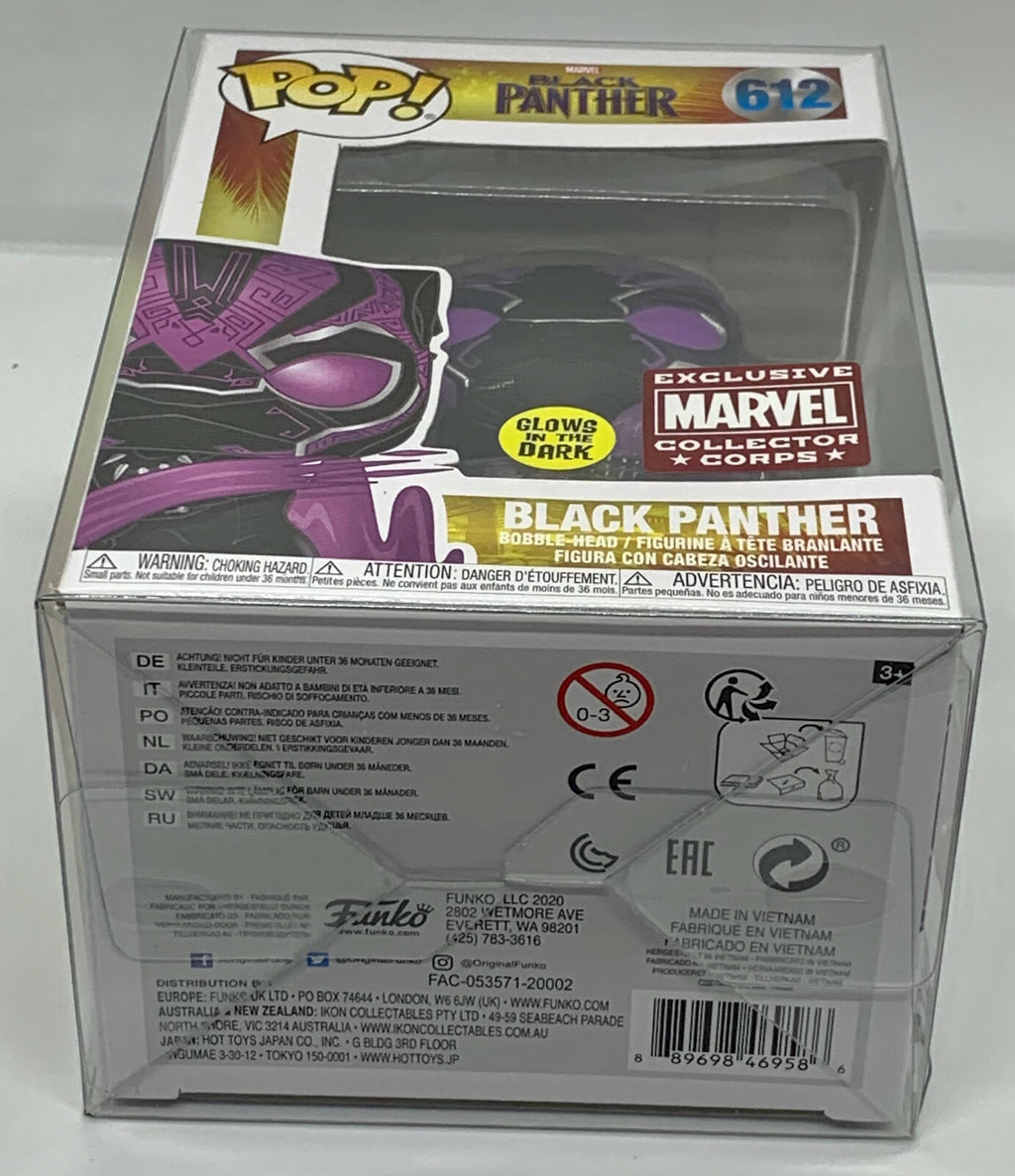 Black Panther Pop #612 Glow Marvel Collector Corps Exclusive in Protector Funko