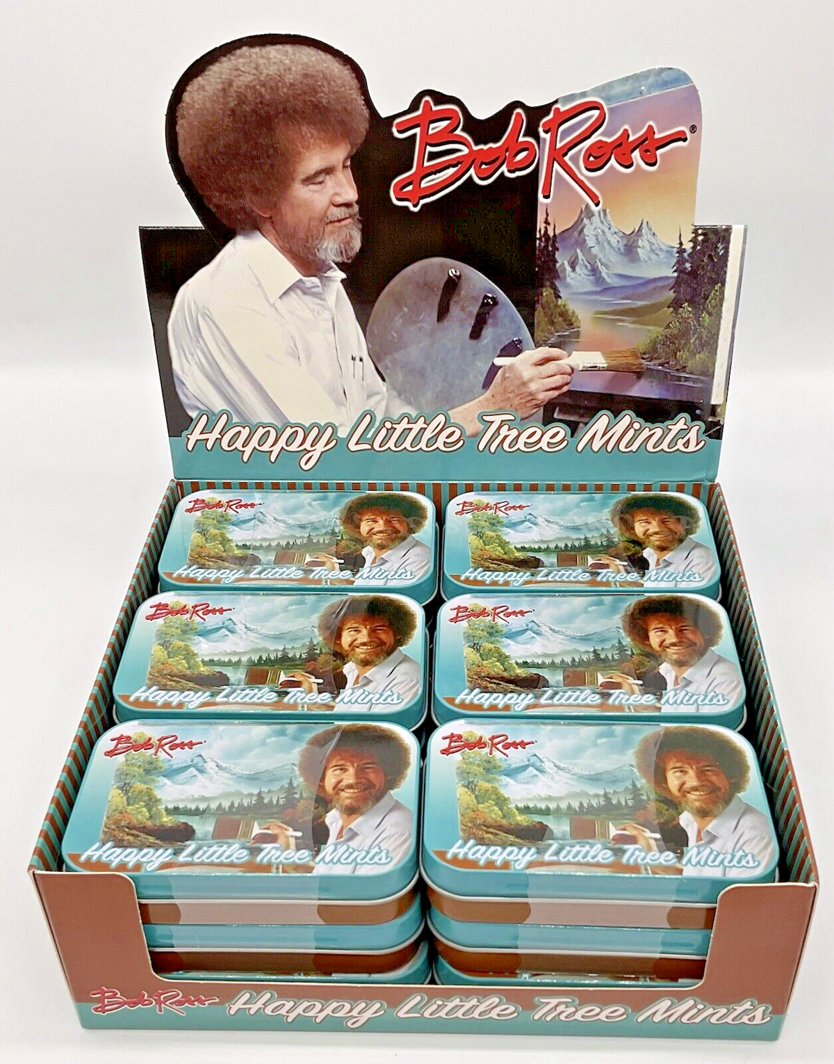 Bob Ross Happy Little Tree Mints in Collectible Tin 3 oz. 3 3/4"x2 1/2"x3/4"