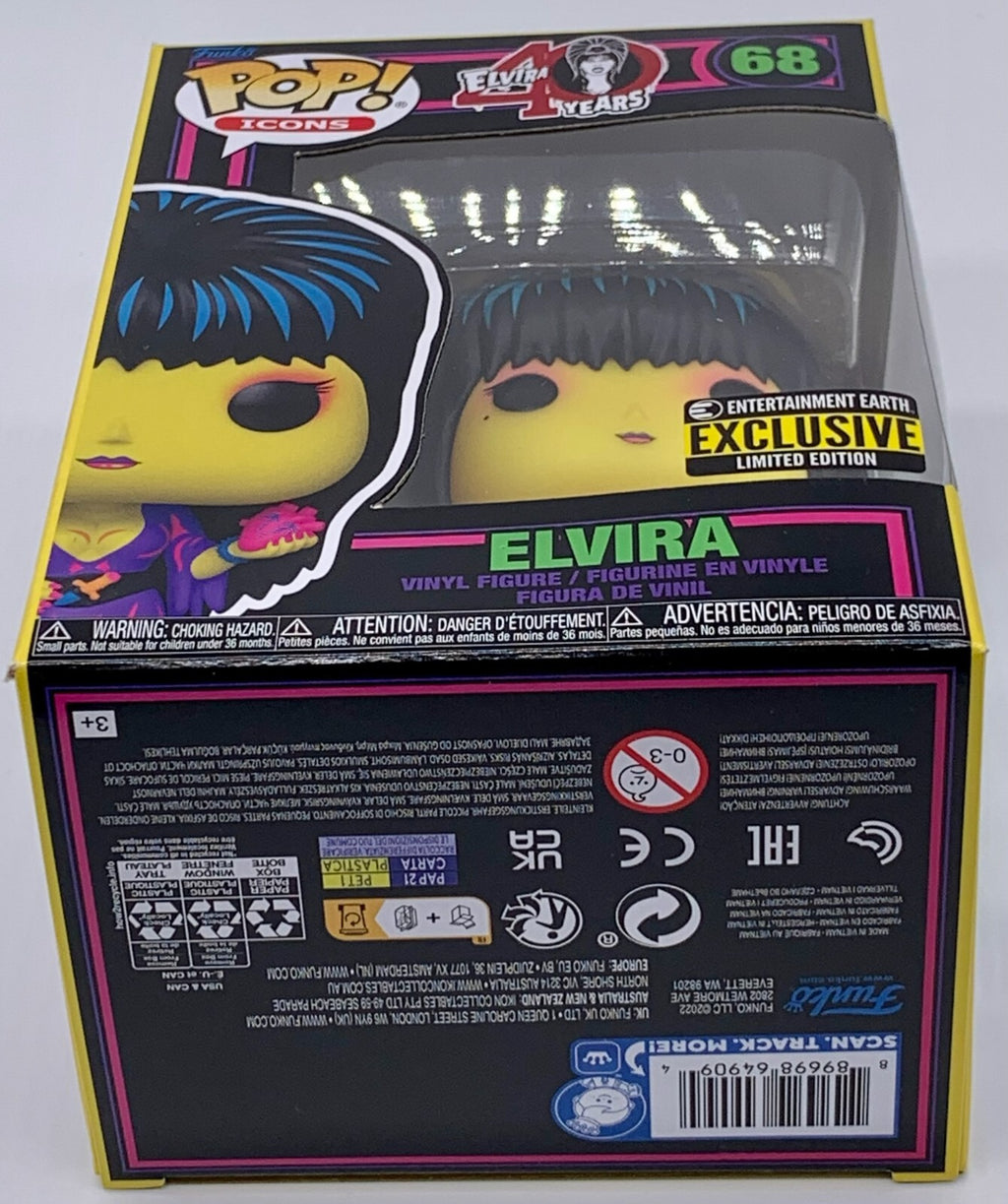 Elvira Pop #68 Black Light Elvira 40 Years Funko Pop Icons EE Exclusive 2022