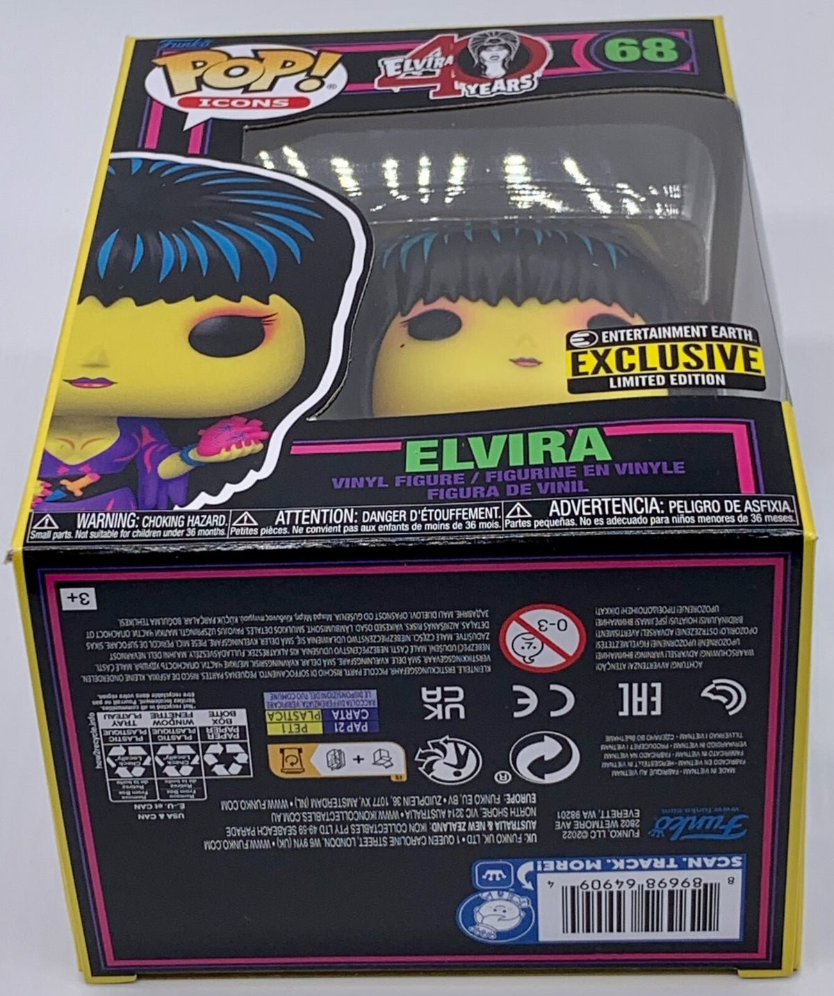 Elvira Pop #68 Black Light Elvira 40 Years Funko Pop Icons EE Exclusive 2022