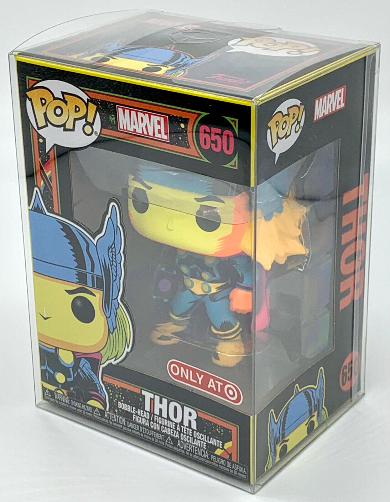 Thor Pop #650 Marvel Funko Pop Target Exclusive Blacklight 2020 in Pop Protector