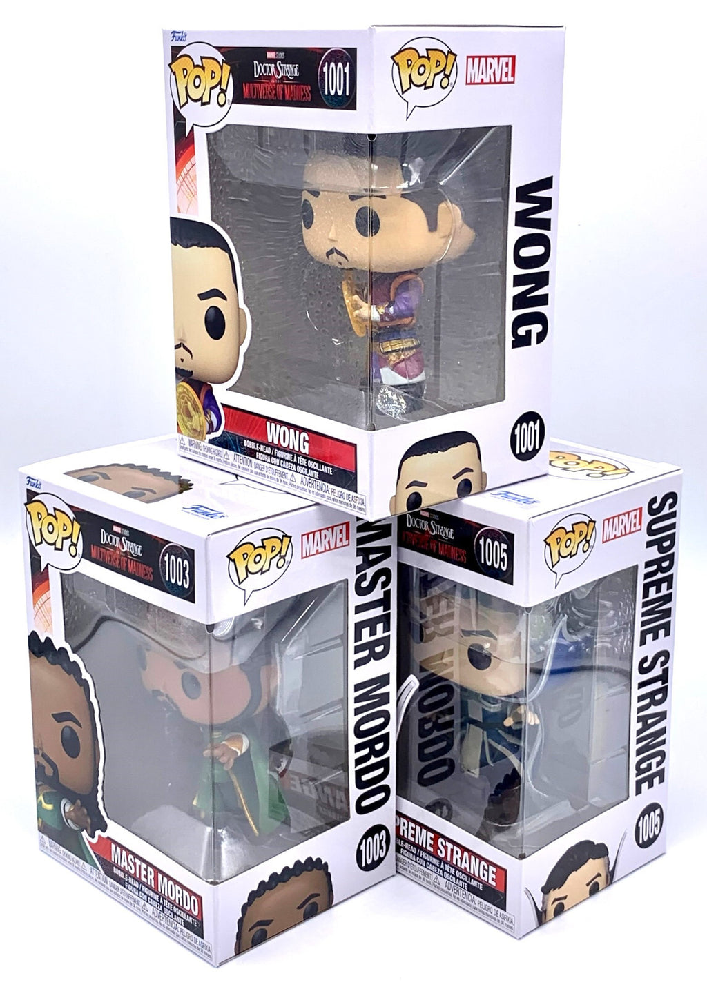 Doctor Strange 3 piece Funko Pop Set Wong, Master Mordo and Supreme Strange 2022