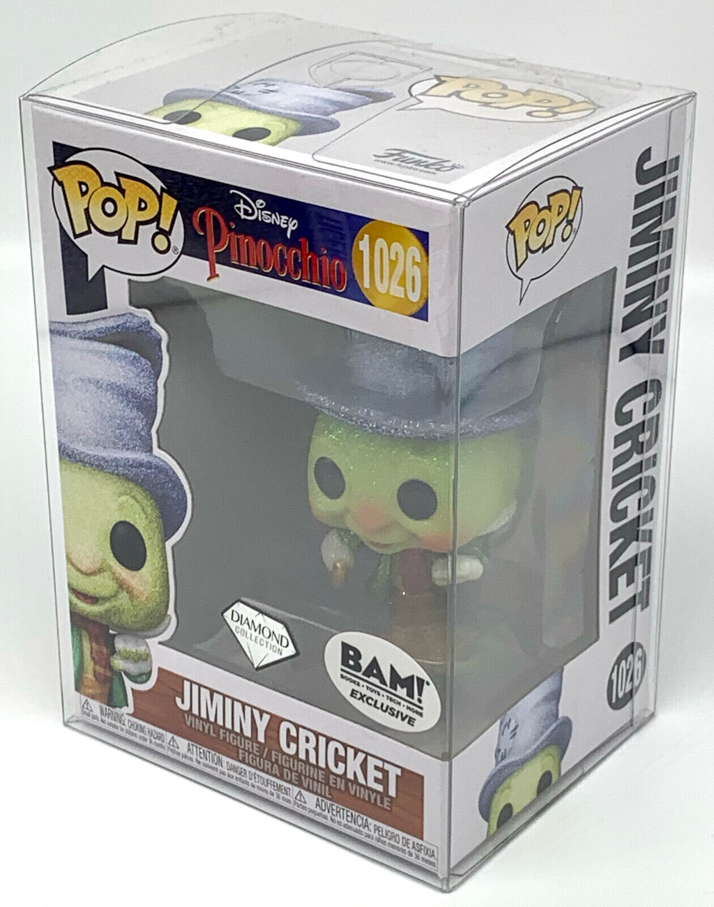 Jiminy Cricket Pop #1026 Disney Pinocchio Diamond Collection Funko Pop Protector