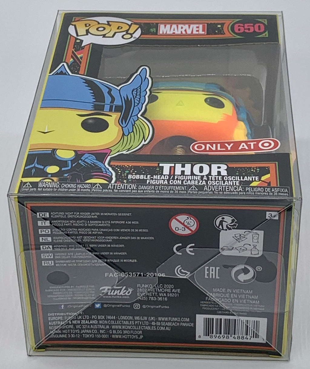 Thor Pop #650 Marvel Funko Pop Target Exclusive Blacklight 2020 in Pop Protector