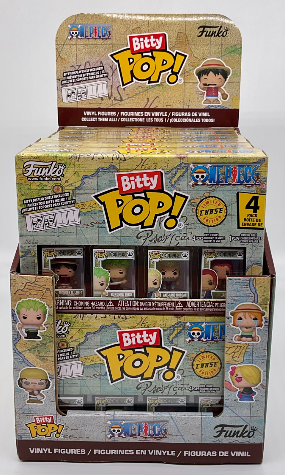 One Piece Funko Bitty Pops 4 Pack 2025 Includes One Bitty Pop Shelf (H)
