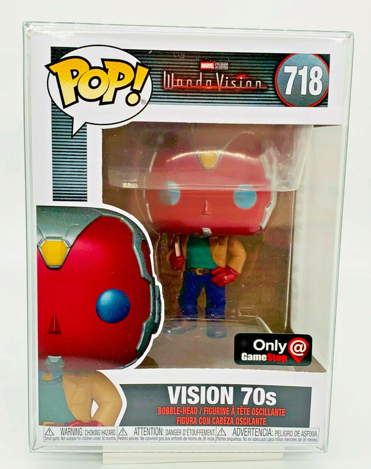 Vision 70's Pop #718 Wanda Vision Funko Pop Gamestop Exclusive in Protector 2021