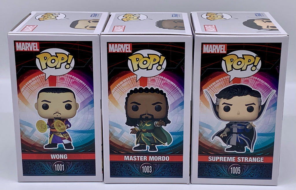 Doctor Strange 3 piece Funko Pop Set Wong, Master Mordo and Supreme Strange 2022