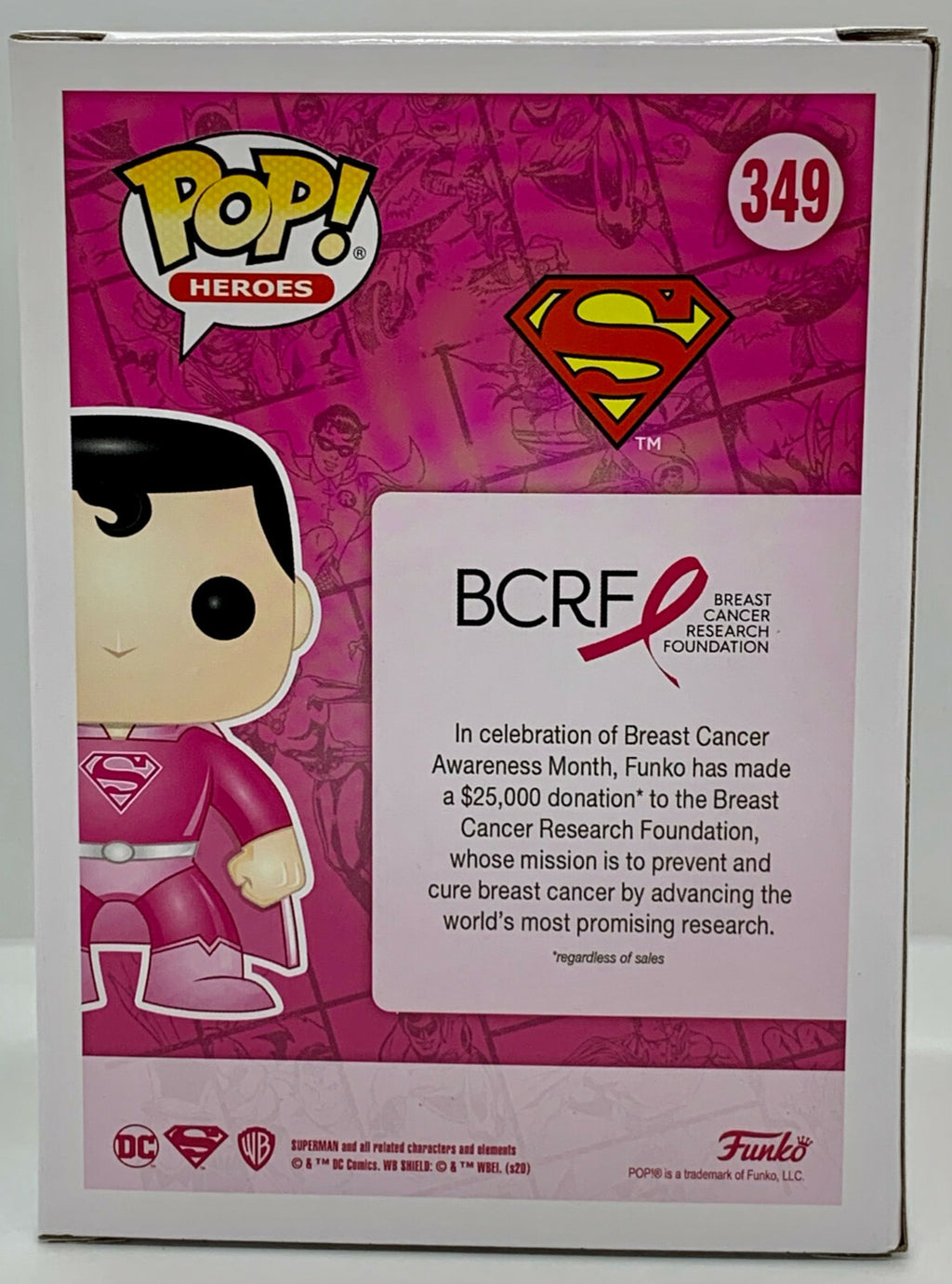 Superman Pop #349 DC Funko Pop Heroes 2020 Breast Cancer Awareness 