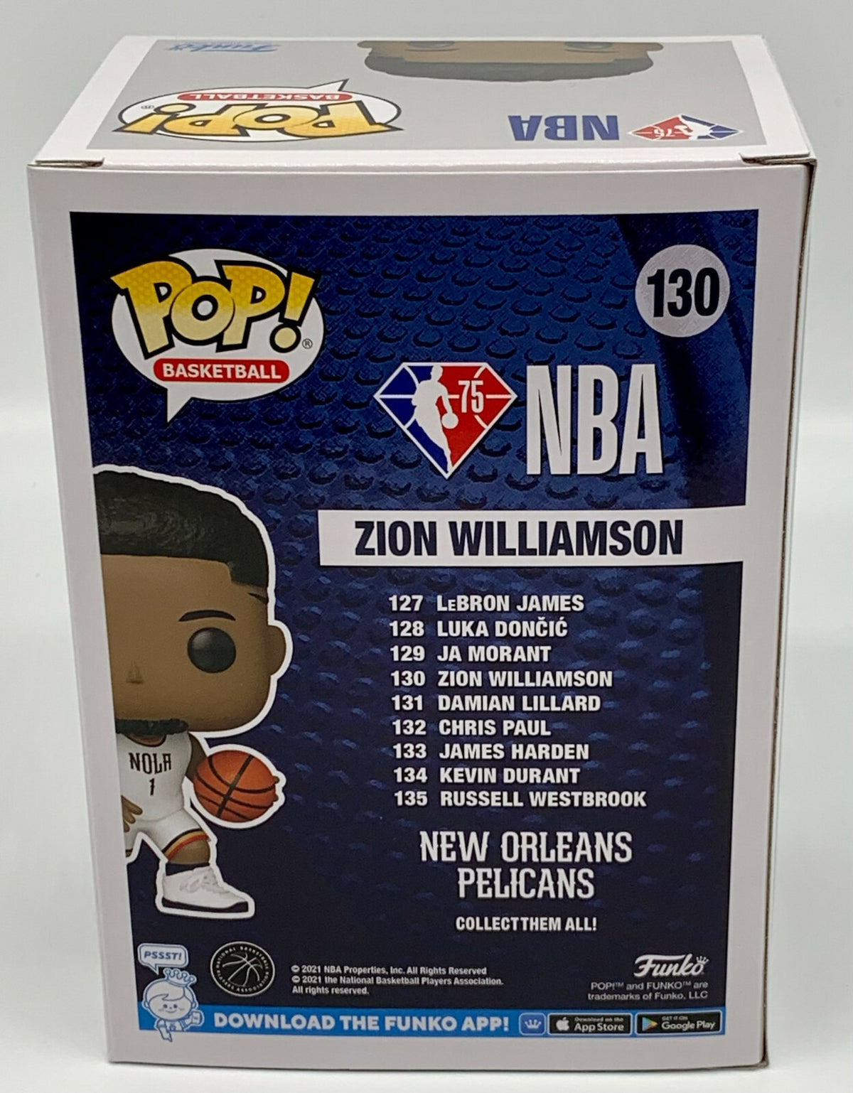 Zion Williamson Pop #130 NBA Funko Pop Basketball New Orleans Pelicans 2021