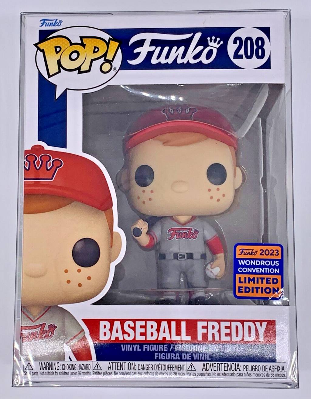 Baseball Freddy Pop #208 Funko Wondrous Convention 2023 Lmtd Edition Protector