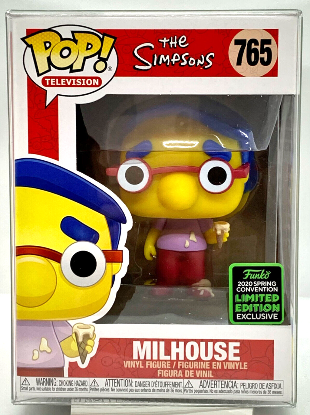 Milhouse Pop #765 The Simpsons 2020 ECCC Spring Convention Exclusive Vaulted