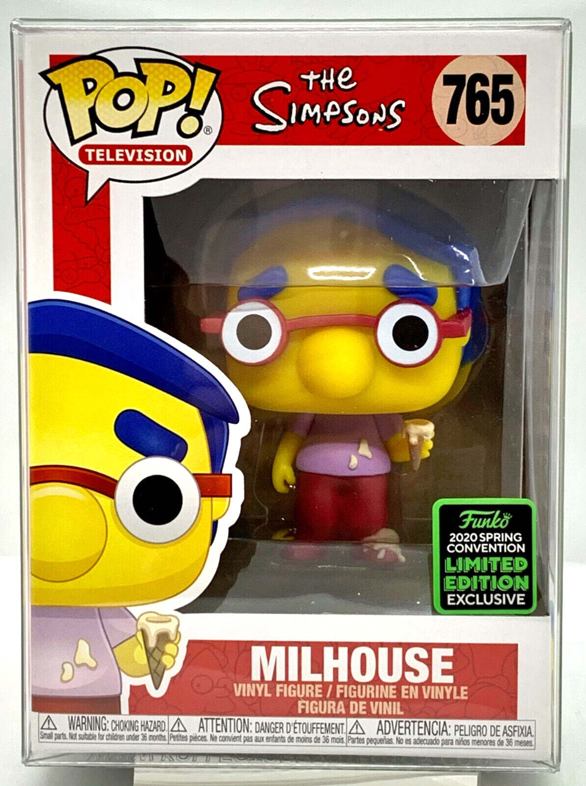 Milhouse Pop #765 The Simpsons 2020 ECCC Spring Convention Exclusive Vaulted