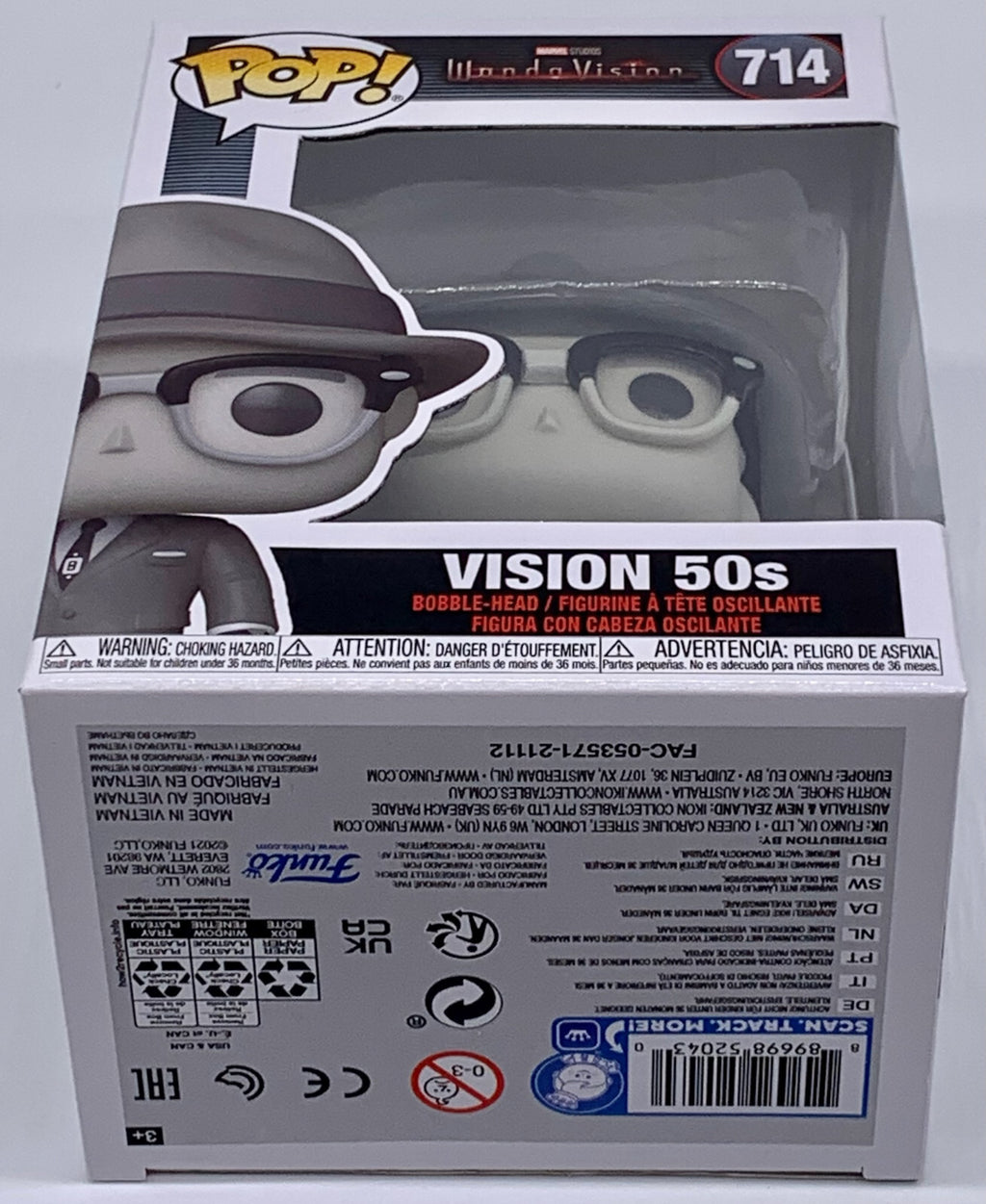 Vision 50's Black & White Pop #714 Funko Wanda Vision Marvel Minor Box Damage