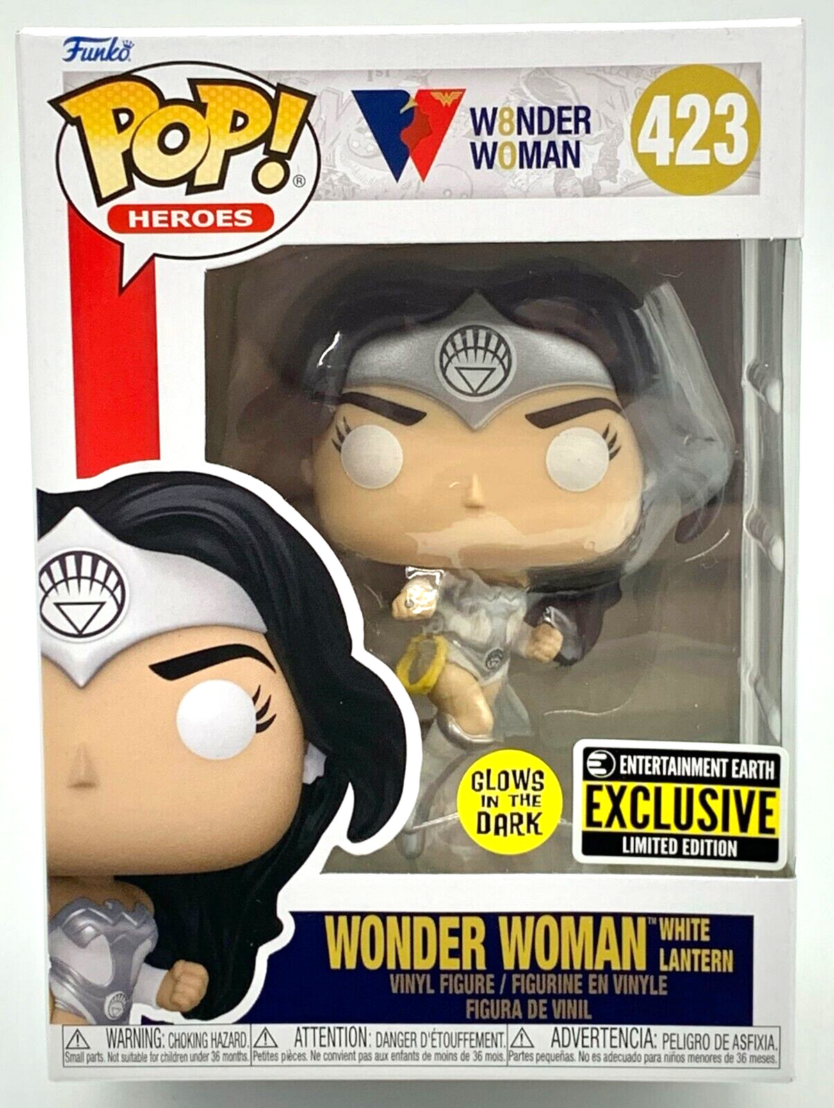 Wonder Woman White Lantern Pop #423 Glows Funko Pop Heroes EE Exclusive 2021