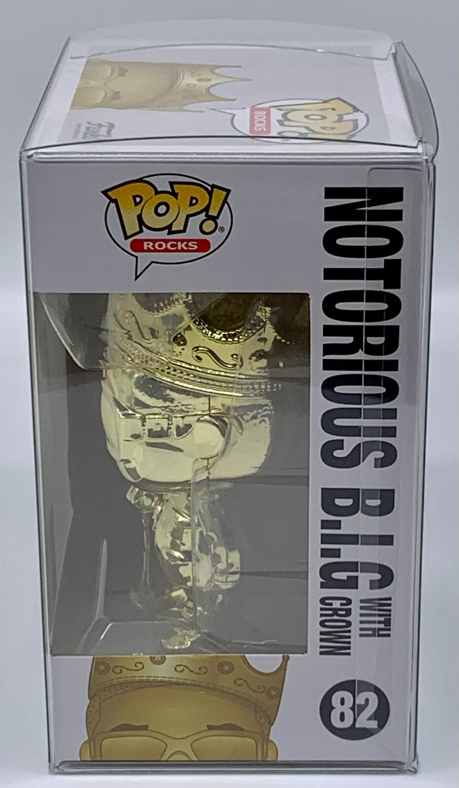 Notorious B.I.G w/ Crown Pop #82 Gold Chrome Funko ToyTokyo Exclusive protector