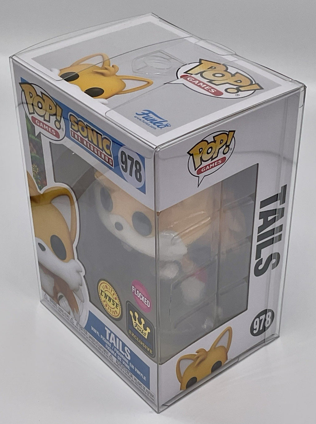Tails Pop #978 Sonic the Hedgehog Funko Pop 2025 Chase Flocked in Pop Protector