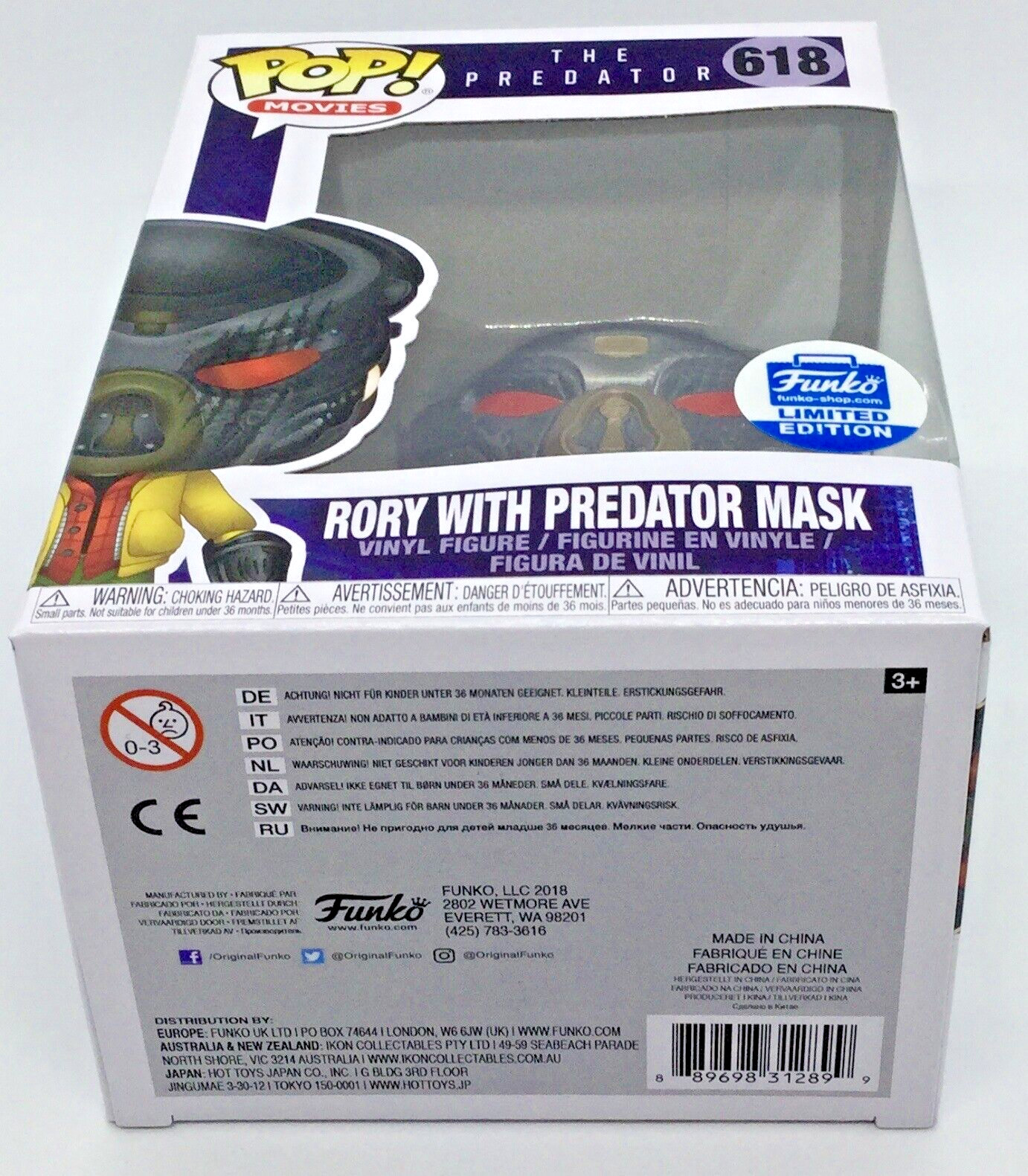 Rory with Predator Mask Pop #618 Predator Funko 2018 Vaulted Exclusive Limited