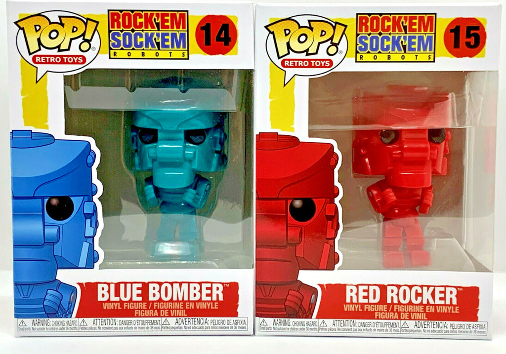 Rock Em Sock Em Robot Funko Pop Retro Toys 2 piece set Blue Bomber + Red Rocker