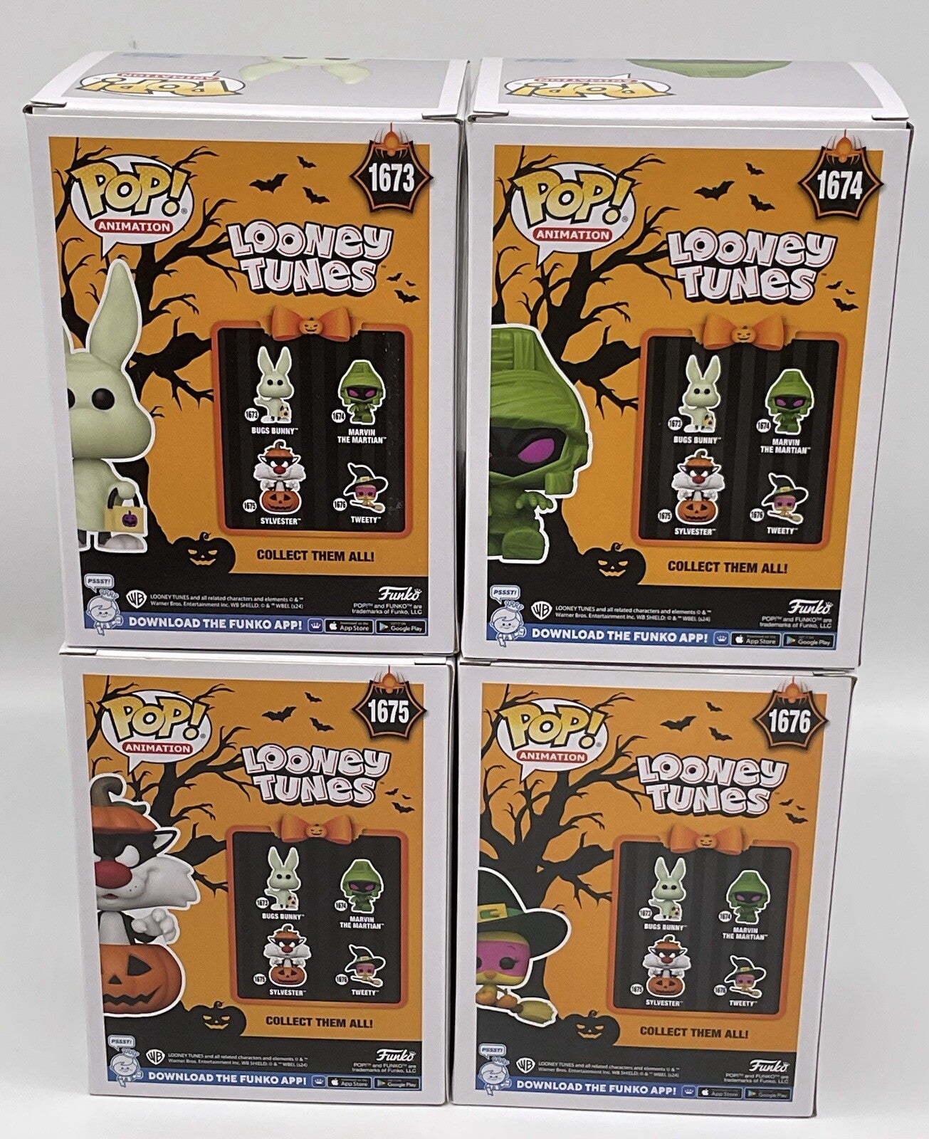 Looney Tunes Halloween 4 Piece Funko Pop Set 2024 Bugs, Marvin, Sylvester,Tweety