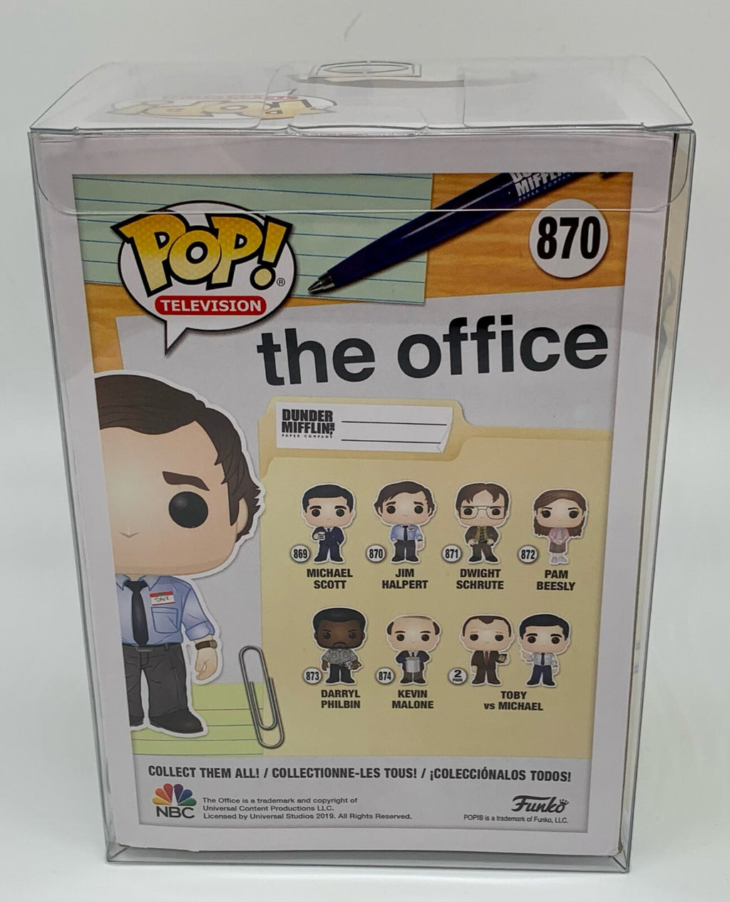Jim Halpert Pop #870 The Office Chase Limited Edition Funko Pop 2019 Protector