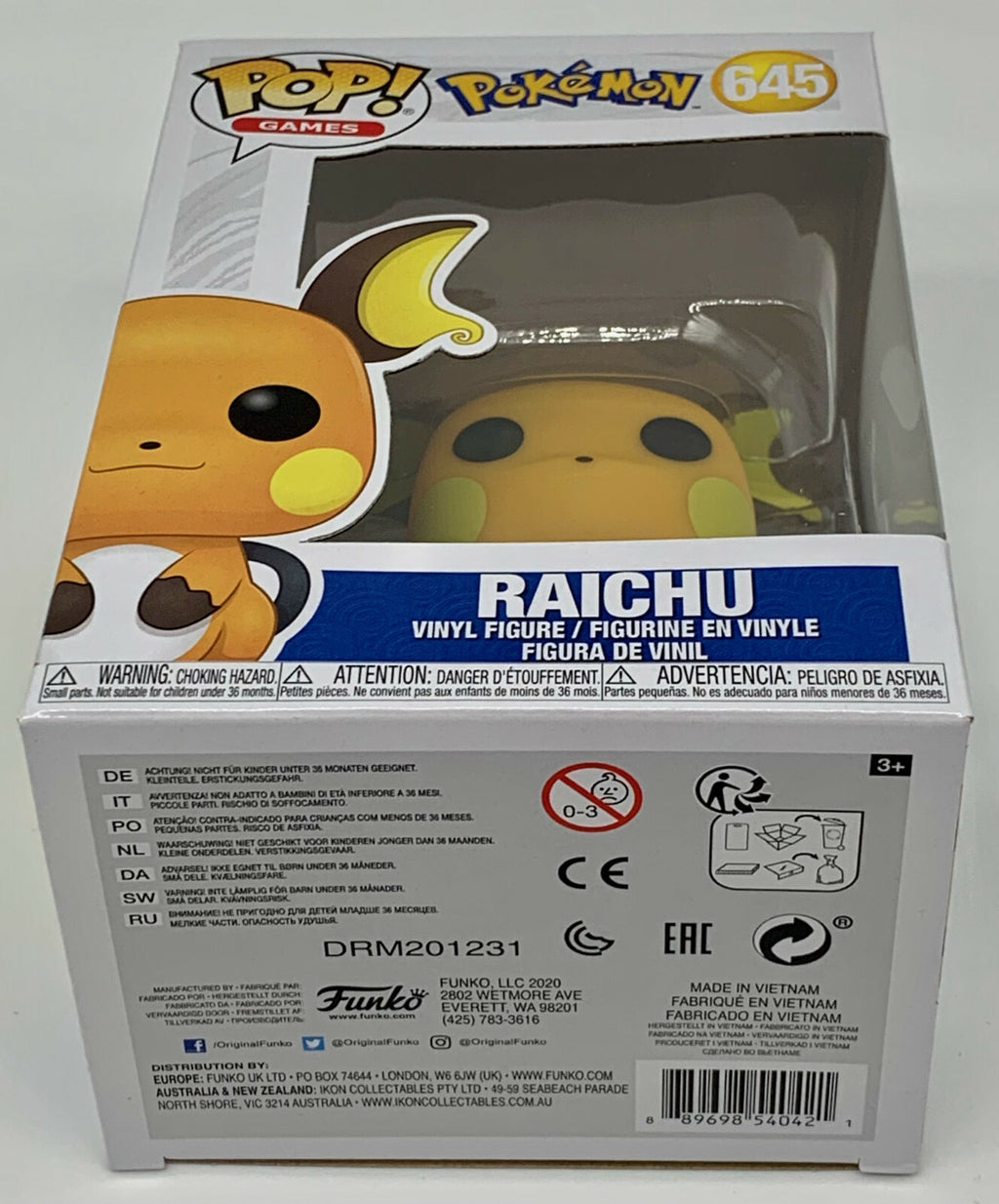 Pokemon Raichu Pop #645 Pokemon Funko Pop Games 2020 Pokemon