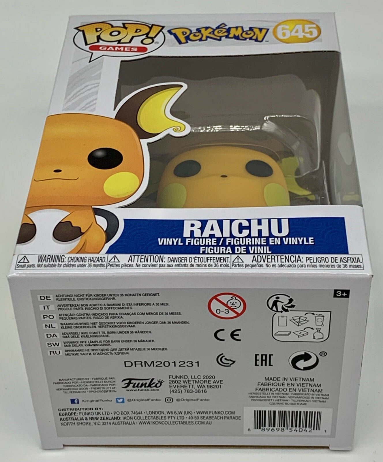 Pokemon Raichu Pop #645 Pokemon Funko Pop Games 2020 Pokemon