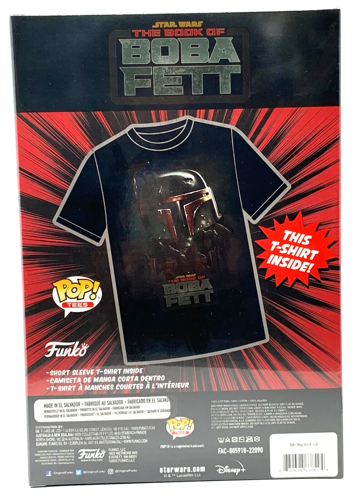 Star Wars The Book of Boba Fett Funko Pop Tee Size Large Unisex Boxed t-shirt