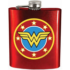 Wonder Woman Flask Metallic Red Logo Screw on Top