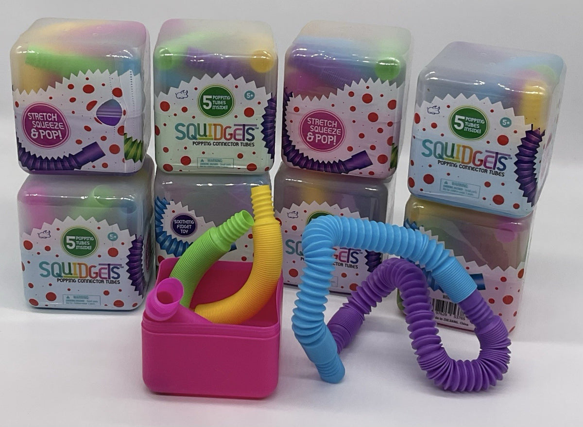 Squidgets Popping Connector Tubes Fidget Toy Set Of 2 Cubes - Each Cube 5 Tubes