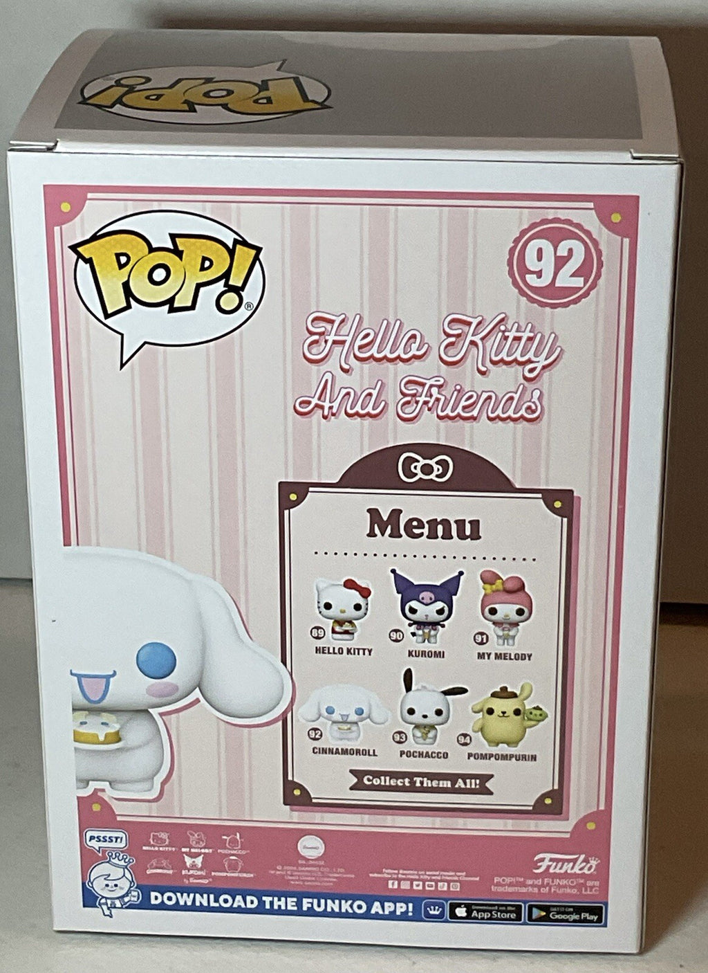 Cinnamoroll Pop #92 Hello Kitty And Friends Funko Pop 2024 Cinnamoroll with Cake