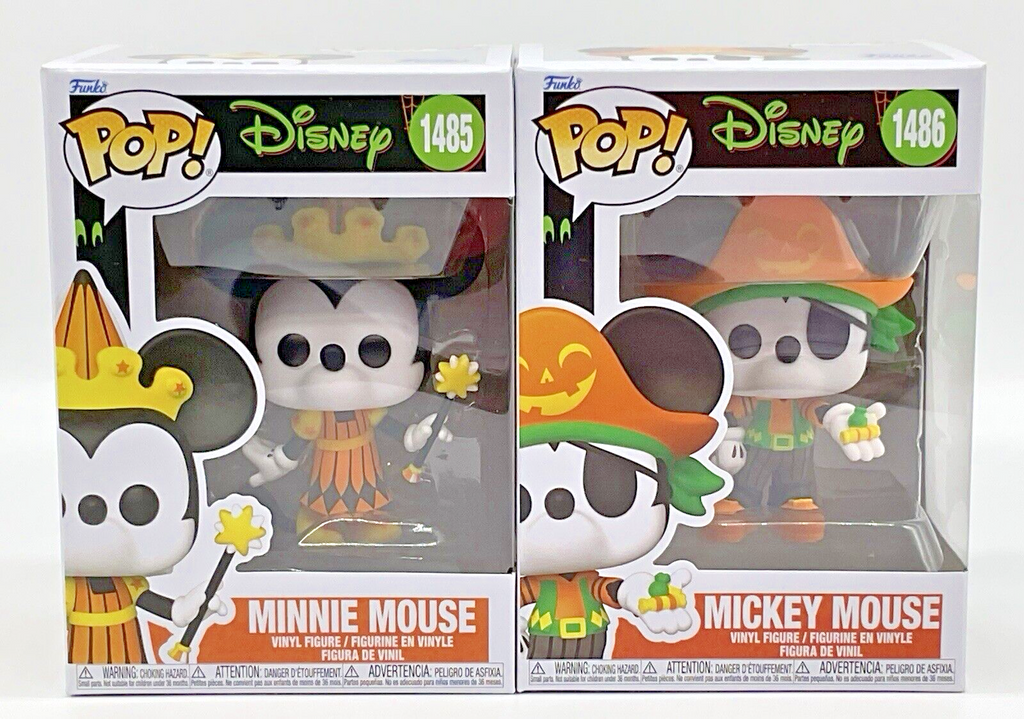 Mickey Mouse Pop #1486 + Minnie Mouse Pop #1485 Funko Halloween  2 Piece Set