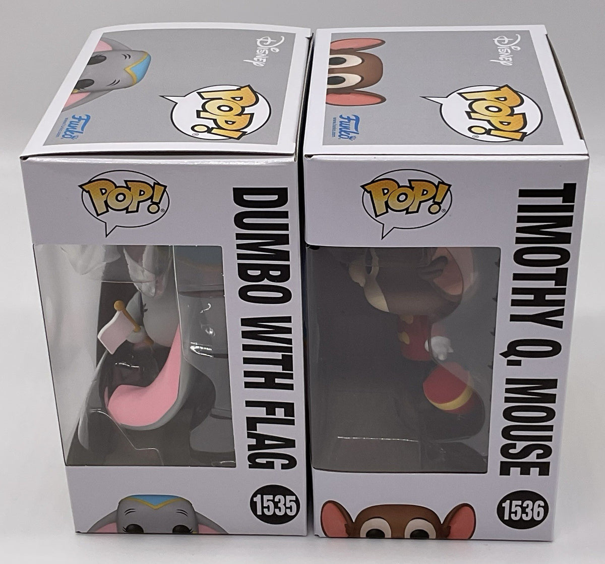 Dumbo Funko Pop Set Dumbo with Flag Pop #1535 & Timothy Q Mouse Pop #1536 Funko