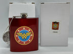 Wonder Woman Flask Metallic Red Logo Screw on Top