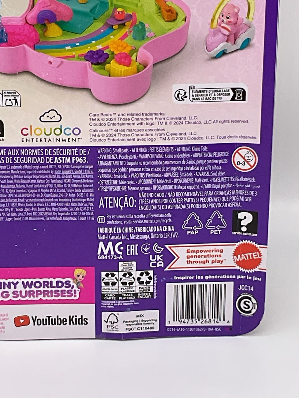 Polly Pocket Care Bears Compact Play Set Mattel 2024 2 Bears 1 Doll, Accessories