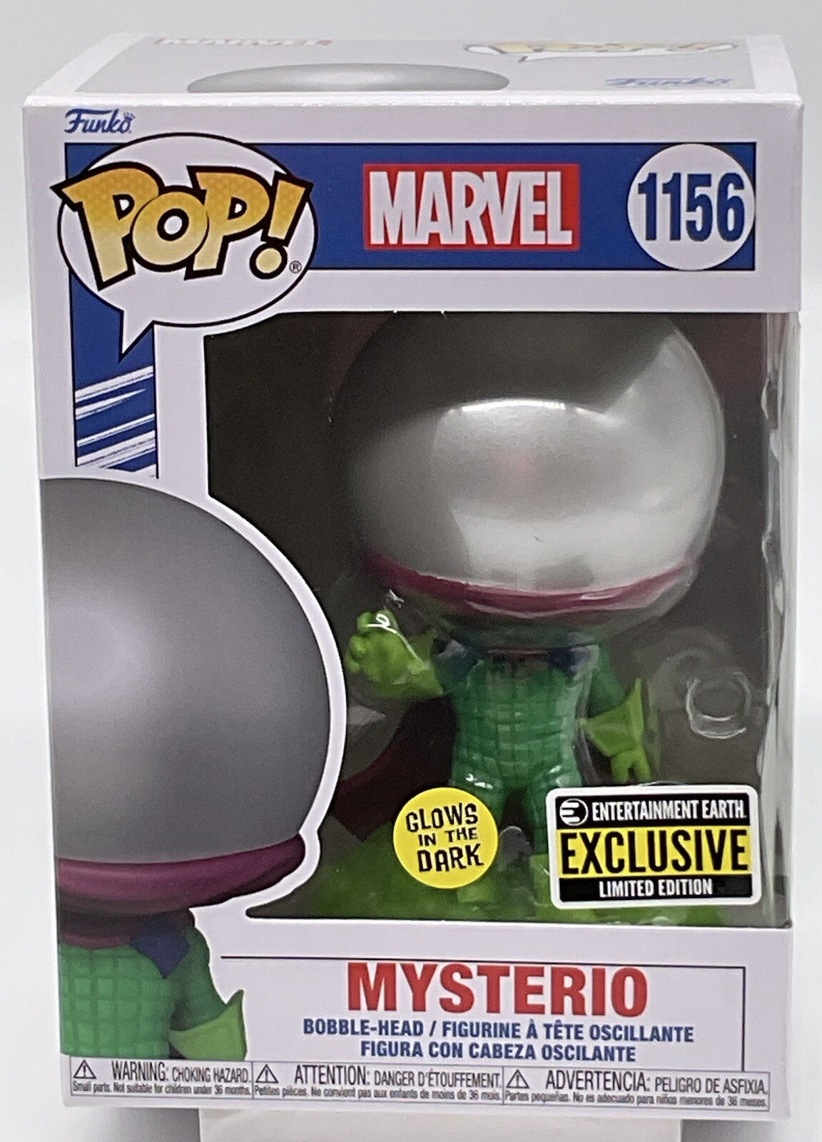 Mysterio Pop #1156 Marvel Glows EE Exclusive Funko 2022 Comes with Pop Protector