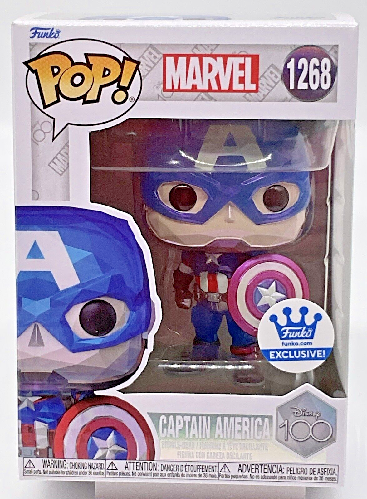 Captain America Pop #1268 Marvel (Faceted) Funko Exclusive  2023 with Protector