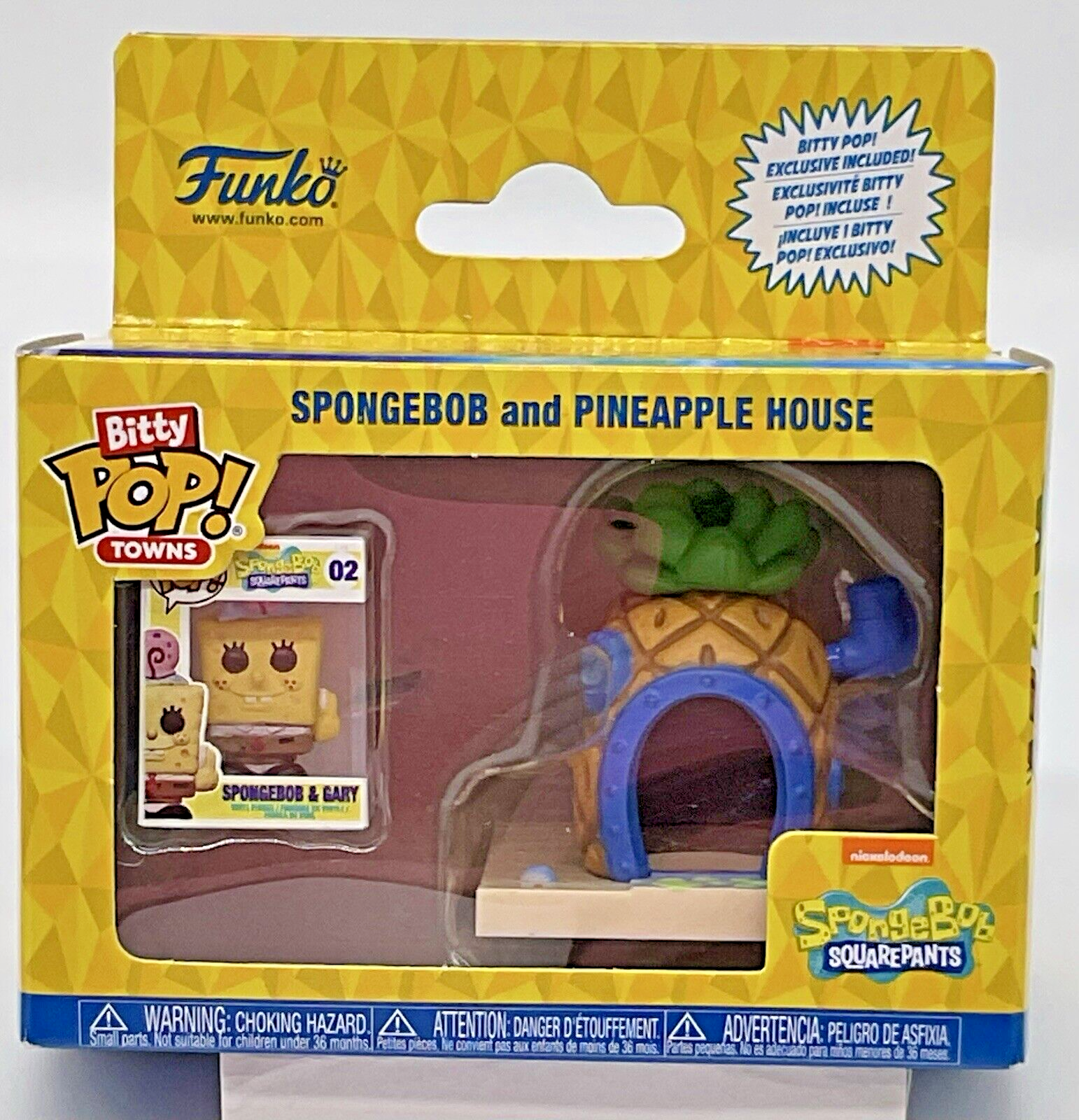 Spongebob with Gary and Pineapple House Funko Bitty Pop Towns 2024
